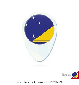 Tokelau flag location map pin icon on white background. Vector Illustration.