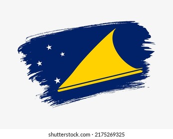 Tokelau flag made in textured brush stroke. Patriotic country flag on white background