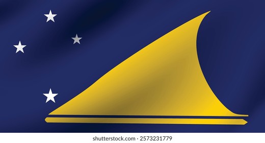 Tokelau flag official colors and proportion digital vector illustration. Pleated flag.