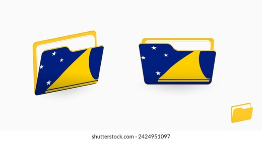 Tokelau flag on two type of folder icon. Vector illustration.