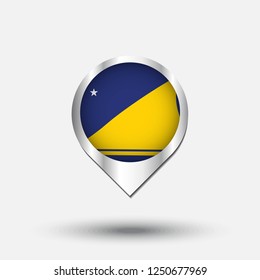 Tokelau Flag Round Pin Icon. Vector icon.