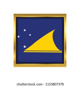 Tokelau Flag Vector Square Icon - Illustration. Abstract concept, icon,golden square, button. Raster illustration on white background.