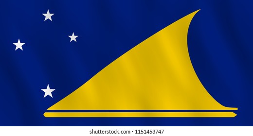 Tokelau flag with waving effect, official proportion.
