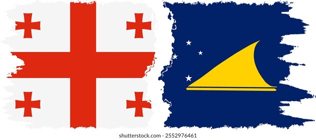 Tokelau and Georgia grunge flags connection, vector