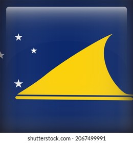Tokelau Glossy 3D Square Country Flag Icon