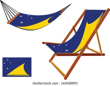 tokelau hammock and deck chair set against white background, abstract vector art illustration