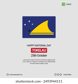 Tokelau Independence Day Social Media Banner, Editable Vector Design with Flag