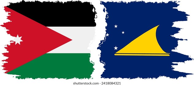 Tokelau and Jordan grunge flags connection, vector