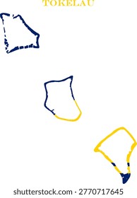 Tokelau Map Flag Oceania Territory Vector Outline Atolls Art