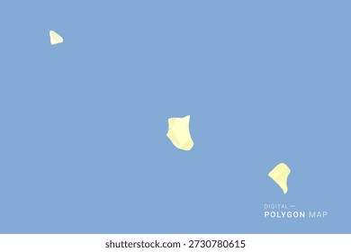 Mapa de Tokelau en estilo de Vector de polígono bajo, ilustración de forma geométrica con tonos amarillos suaves sobre fondo azul, silueta limpia para infografía.