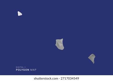 Mapa de Tokelau - Ilustración vectorial de estilo de mapa blanco y negro de polígono, diseño geométrico de bajo contenido de polietileno, aislado sobre fondo azul.