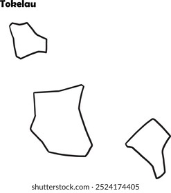 Mapa de Tokelau esboço simples preto