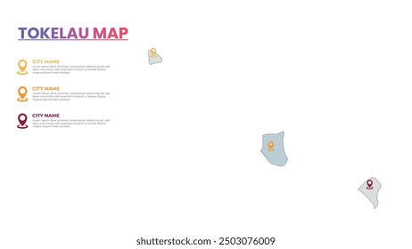 Tokelau Modern Map Infographic Template, Detailed infographic map of Tokelau Popular City