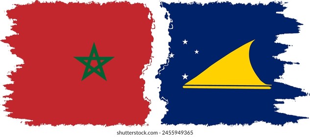 Tokelau y Marruecos grunge banderas conexión, Vector