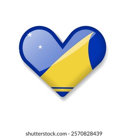 Tokelau - Shiny Flag in the Form of Heart. Vector Illustration.