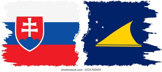 Tokelau and Slovakia grunge flags connection, vector