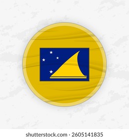 Tokelauan Flag in a Circular Emblem Design, Abstract Round Sticker Illustration. This high-quality vector graphic is perfect for use in patriotic designs, international events, sport competitions.