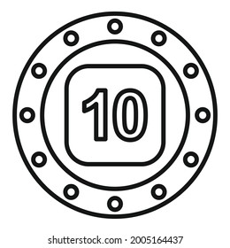 vector de contorno de icono de símbolo (token). Dinero de oro. Bonificación de criptografía