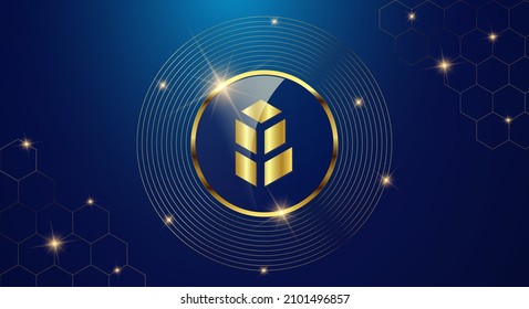 Token cryptocurrency Bancor ( BNT), Gold coin symbol in shiny gold circle.