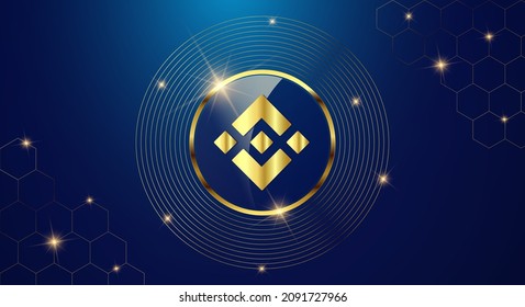 Token cryptocurrency Binance Coin ( BNB ), Gold coin symbol in shiny gold circle.