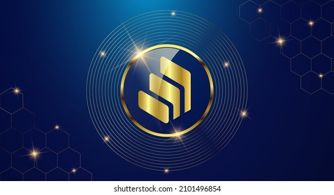 Token cryptocurrency Compund ( COMP ), Gold coin symbol in shiny gold circle.