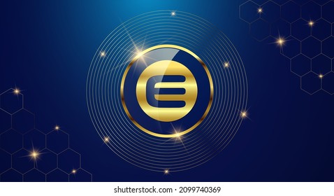 Token cryptocurrency Enjin Coin ( ENJ ), Gold coin symbol in shiny gold circle.