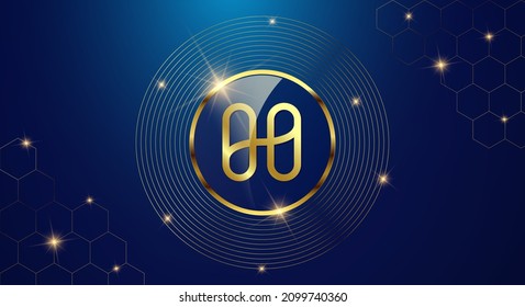 Token cryptocurrency Harmony ( One ), Gold coin symbol in shiny gold circle.