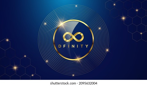 Token cryptocurrency Internet Computer ( ICP ), Gold coin symbol in shiny gold circle.