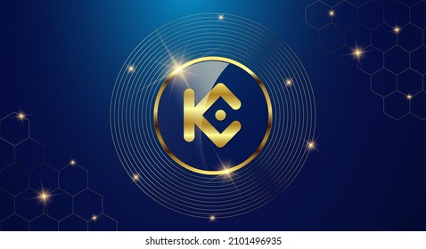 Token cryptocurrency Kucoin Token ( KCS ), Gold coin symbol in shiny gold circle.