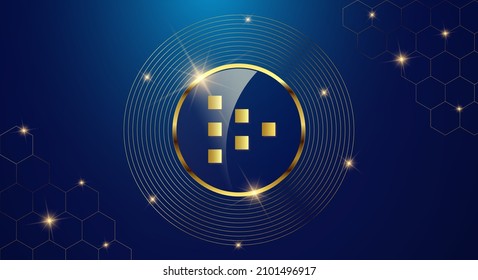 Token cryptocurrency Livepeer ( LPT ), Gold coin symbol in shiny gold circle.