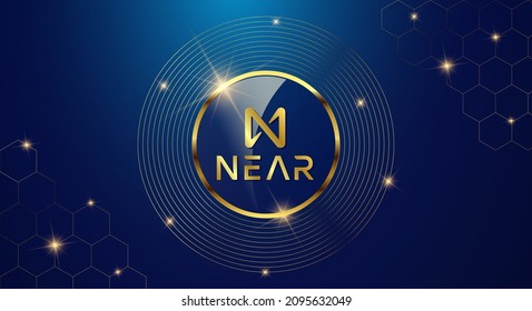Token cryptocurrency Near Protocol ( NEAR ), Gold coin symbol in shiny gold circle.