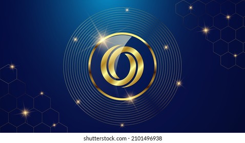 Token cryptocurrency Oasis Network ( ROSE ), Gold coin symbol in shiny gold circle.