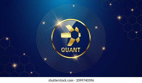 Token cryptocurrency Quant ( QNT ), Gold coin symbol in shiny gold circle.