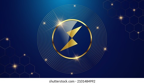 Token cryptocurrency Thorchain ( RUNE ), Gold coin symbol in shiny gold circle.