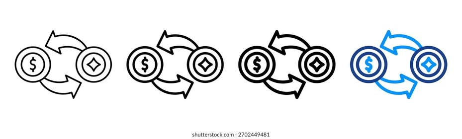 Conjunto de Colección de contorno diferente de icono de intercambio de tokens