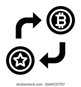 Ilustración vectorial de glifo de icono de intercambio de tokens