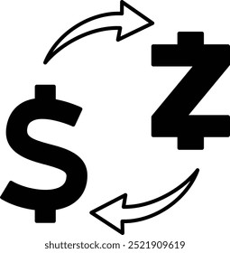 Token Exchange Icon or Illustration for Cryptocurrency Trading