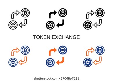Ilustração de vetor de vários estilos de ícone de troca de token