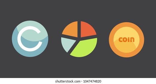 Token ICO vector illustration and blockchain technology icons.