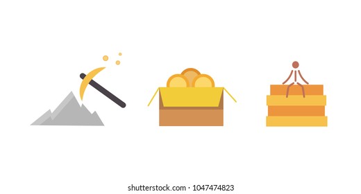 Token ICO vector illustration and blockchain technology icons.