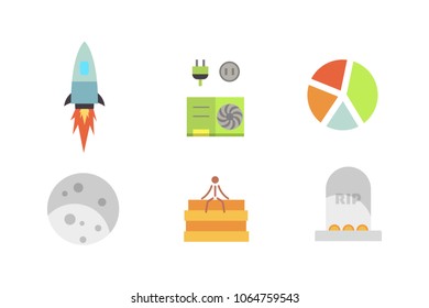 Token ICO vector illustration and blockchain technology icons.
