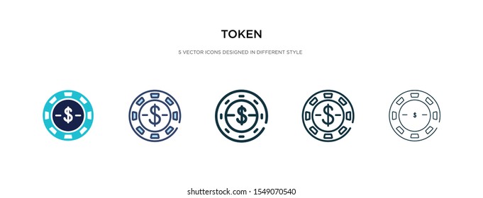 token icon in different style vector illustration. two colored and black token vector icons designed in filled, outline, line and stroke style can be used for web, mobile, ui