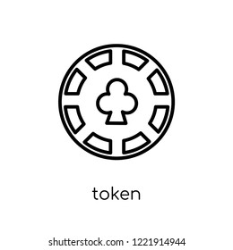 token icon. Trendy modern flat linear vector token icon on white background from thin line Arcade collection, outline vector illustration
