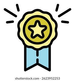 Token medal icon. Outline token medal vector icon color flat isolated