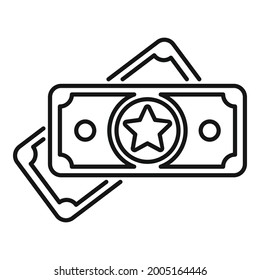 Token Geld Symbol Umrissvektor. Belohnung Blockchain. Geben Sie Token-Geld