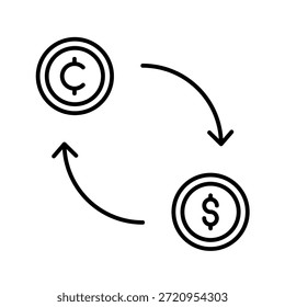 Ilustração do vetor do ícone de contorno de troca de token