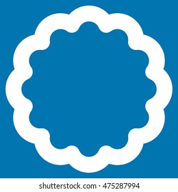 Token vector icon. Style is contour flat icon symbol, white color, blue background.