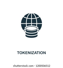 Tokenization icon. Monochrome style design from fintech icon collection. UI and UX. Pixel perfect tokenization icon. For web design, apps, software, print usage.