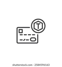 Tokenization line icon. linear style sign for mobile concept and web design. Credit card and digital token outline vector icon. Symbol, logo illustration. Vector graphics