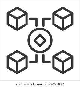 Tokenization Outline Icon Vector Illustration